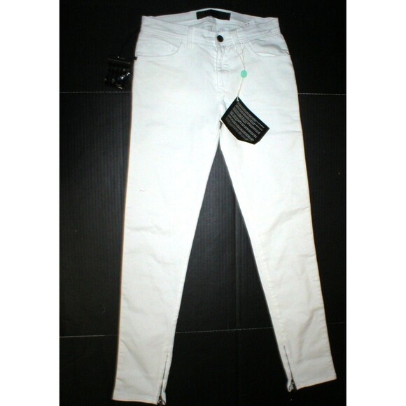 New NWT Designer Karl Lagerfeld White Jeans Womens Zipper Legs Skinny 27 Italy - Picture 1 of 8